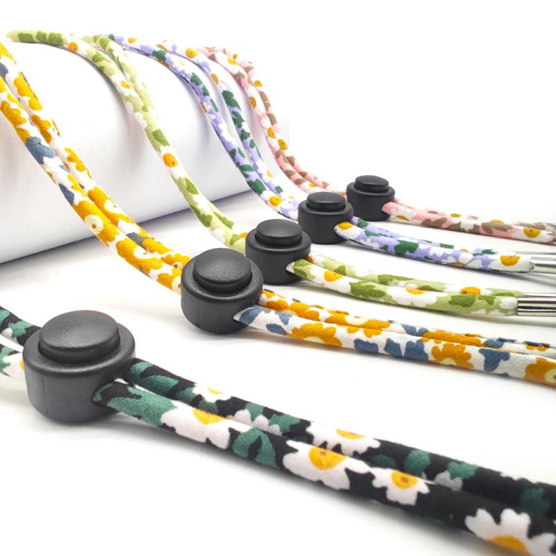 Cuerda ajustable para colgar en la oreja, dos ganchos, para coser mascarillas, cordón, flores
