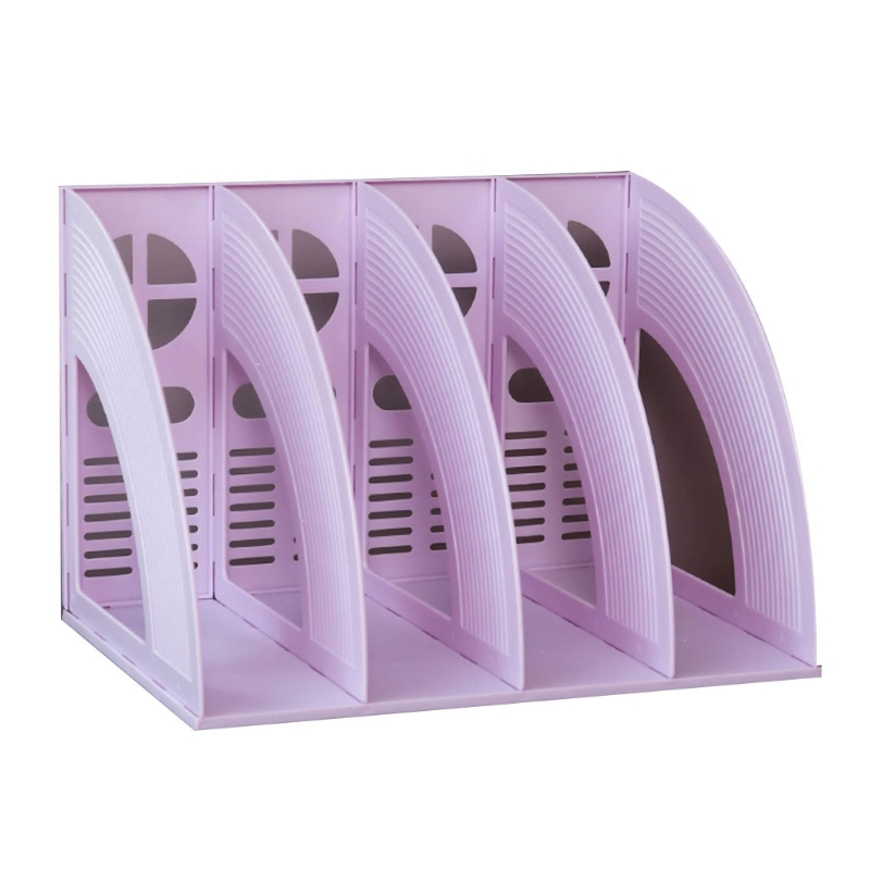 Porte-fichiers Vertical à 3 ou 4 grilles, porte-documents de bureau, support Vertical, bouchon de livre, accès par traction, papeterie de bureau: Purple B