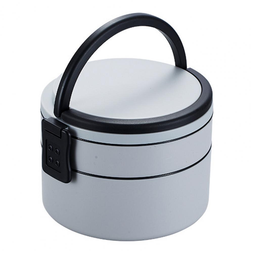 Office Worker with Lunch Box Double-Layer Japanese-Style Portable Microwave Bento Box Separated Insulation Heated Lunch Box Set: Grey1