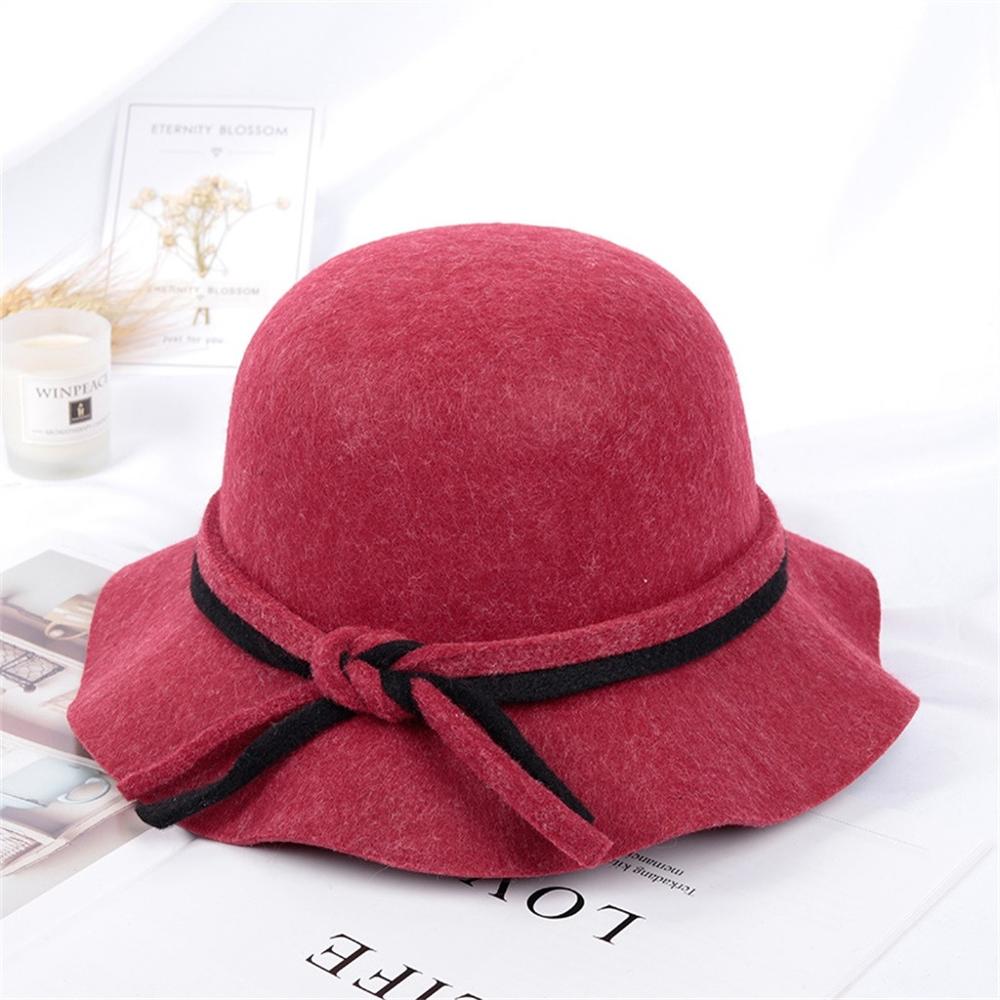 Top hoed Vrouwen Hoeden Vrouwelijke Herfst Winter Mode Toevallige Hoed Dome Britse Top Hat Hoofddeksels Kapelusz Damski Mütze #2S27: Rood