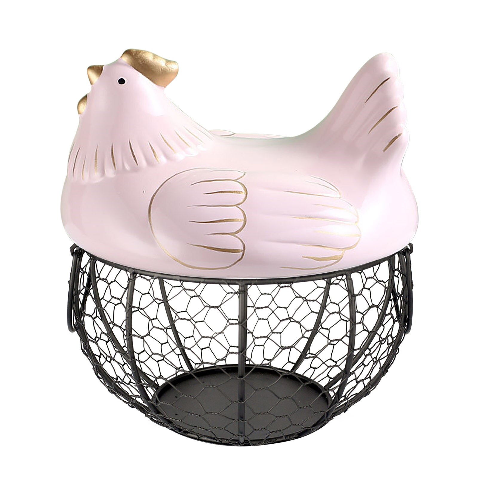 Ceramic Egg Holder Organizer Storage Basket Egg Basket Fruit Container Ceramic Hen Decorative Kitchen Basket Egg Storage: Pink