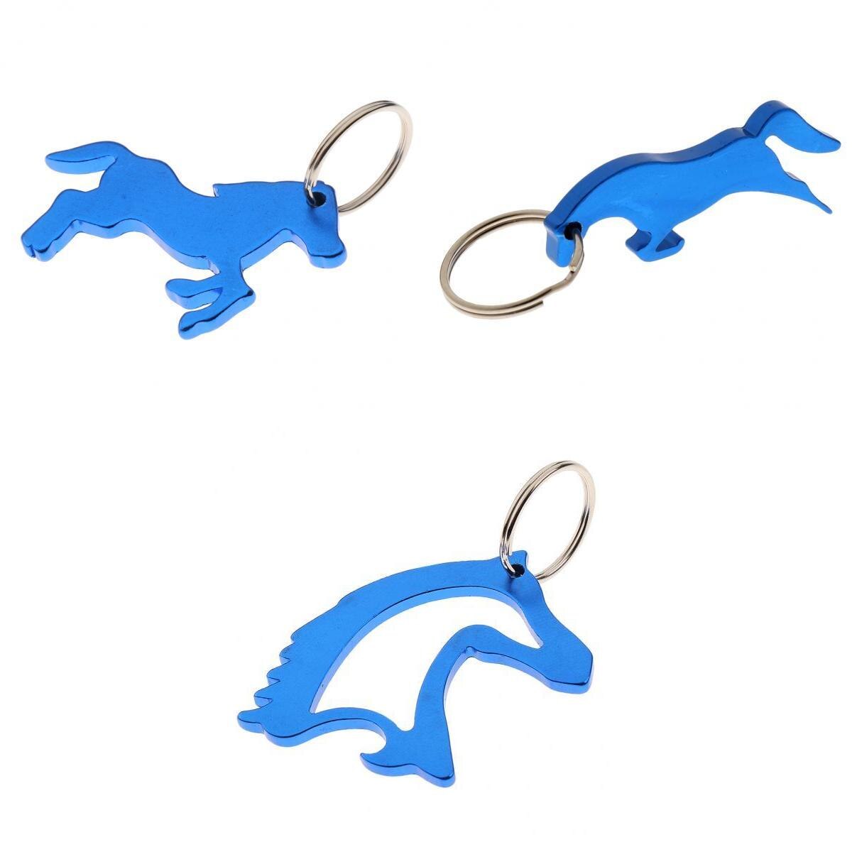 LLavero de aleación de aluminio con forma de caballo, 3 uds., llavero, llavero, llaveros con colgante, de recuerdo de boda, color azul