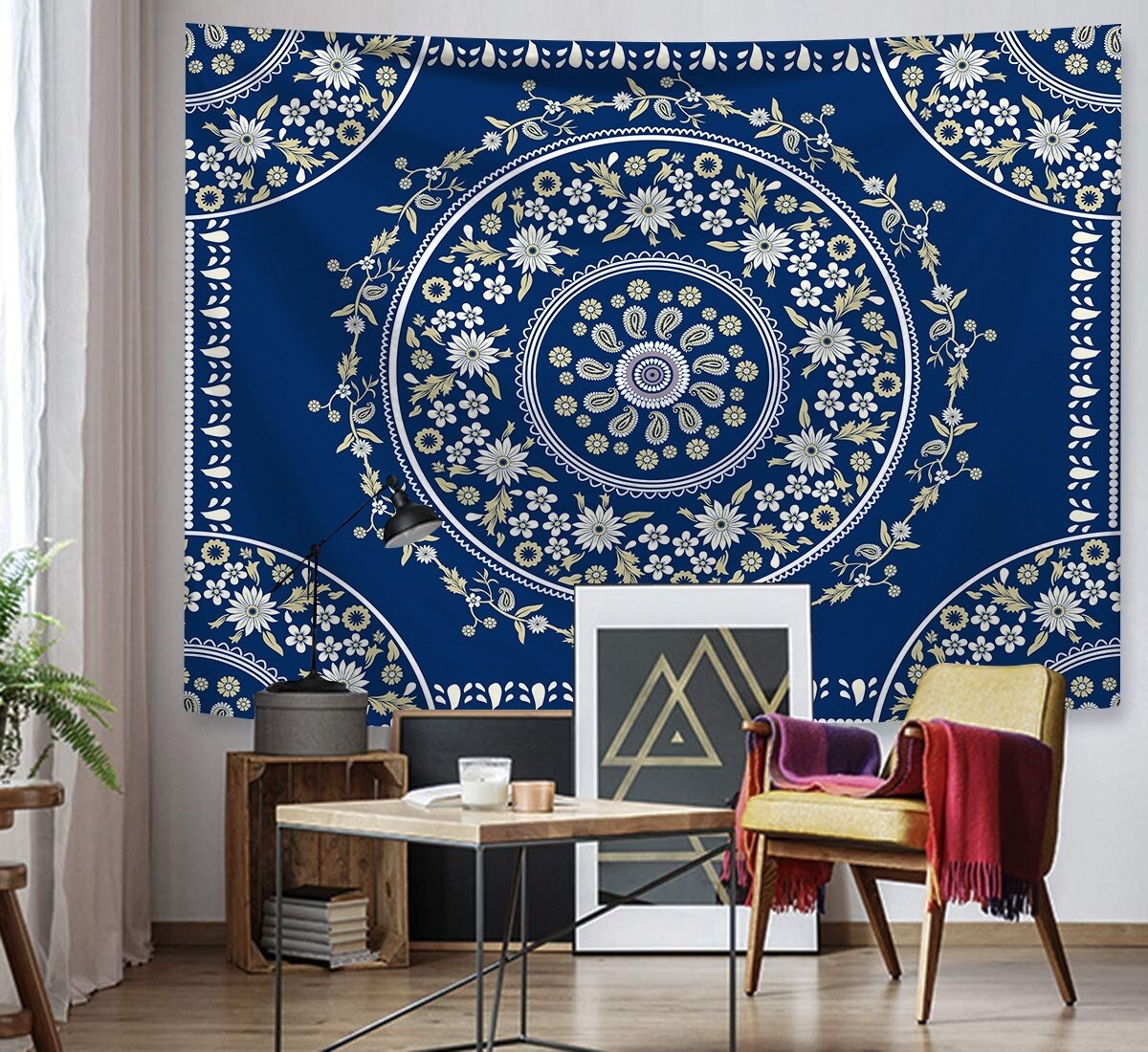 95 cm * 73 cm Tapestry Bohemian Wall Hanging Throw Rug Blanket Camping Tent Travel MattressTapestries Chic Home Decoration