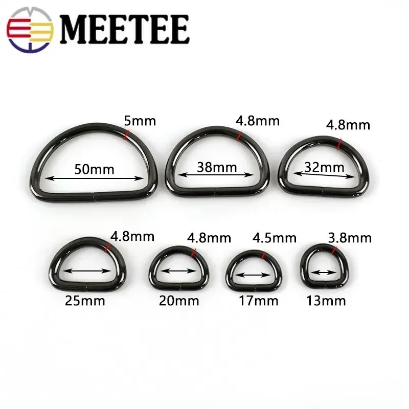 10 Uds. Hebillas de correa de Metal de 13-50mm para bolso, mochila, cinturón, hebilla de anillo O D, correas, Collar de perro, cierre de bucle, accesorios de cuero DIY
