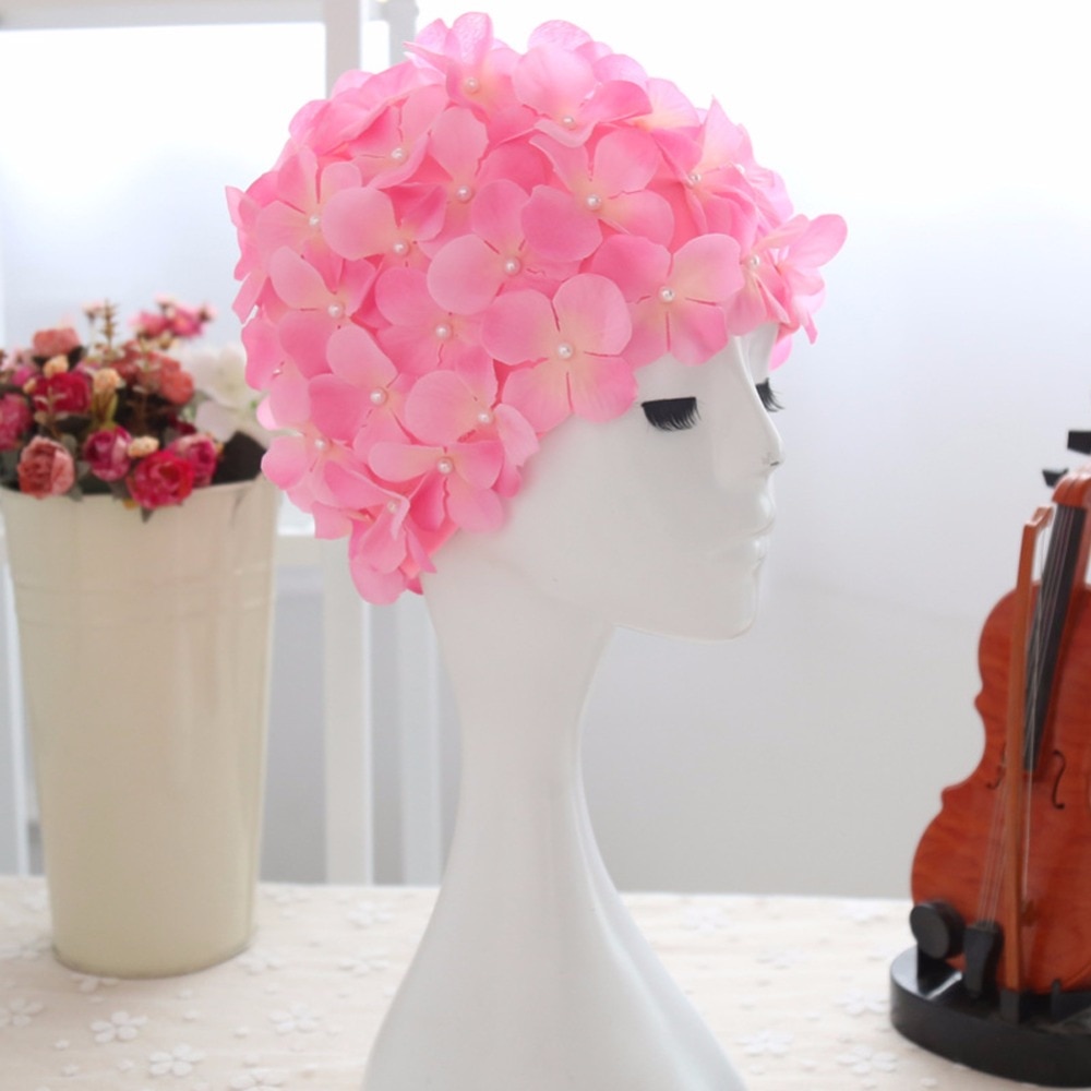 Gorros de baño con de flores para mujer, gorro de baño colorido para pelo largo, 1 unidad