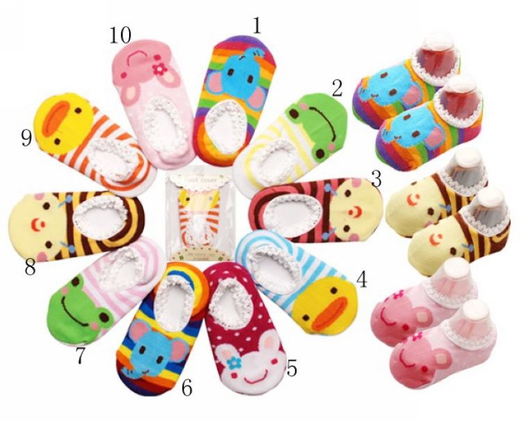 Kinderkleding cartoon baby jongens en meisjes antislip sokken vloer sokken antislip sokken 6-18 maanden 3 stks/partijen 261
