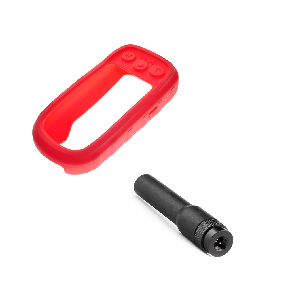 SMA-Male 136-174 MHz Short Soft Antenna + Silicone Protect Case Skin for Handhel GPS Garmin Alpha 100 Alpha100 Accessories: Red