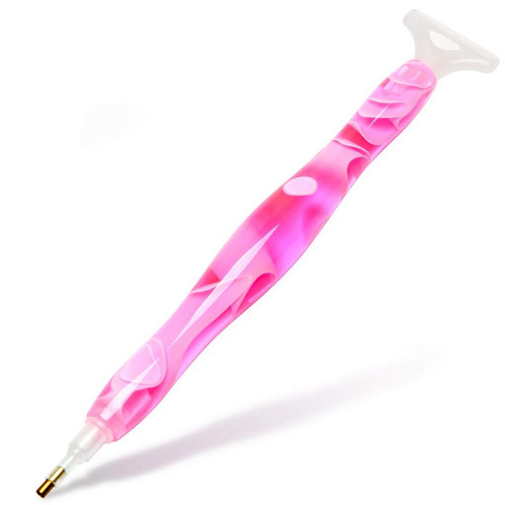 Stylo à pointe diamant en résine peint à la main, outil de manucure 5D, bricolage, broderie diamant, fait à la main, poinçon fantaisie, outil de couture: Pink