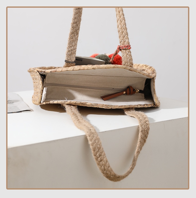 Leuke Haar Bal Strozak Grote Capaciteit Ronde Niche Geweven Zak Vrouwen Een-Schouder Hand-Held strandtas