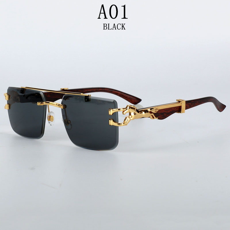 Bezramkowe designerskie okulary przeciwsłoneczne damskie modne luksusowe modne okulary przeciwsłoneczne męskie okulary w stylu vintage Lentes De Sol Mujer Lunette Soleil Femme: Złota