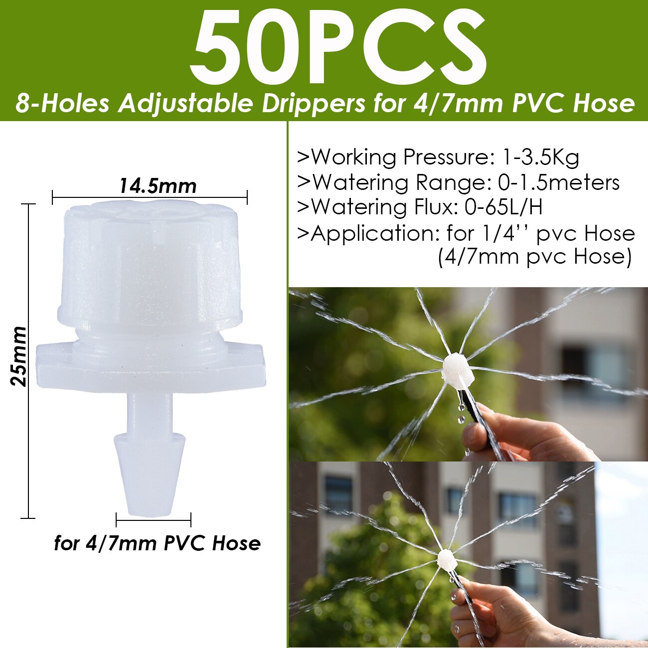 Greenhouse Garden Drip Irrigation Dripper Rotating Nozzle Spray Watering Sprinkler Emitters for 4/7mm 1/4in Hose Barb Connectors: Chocolate