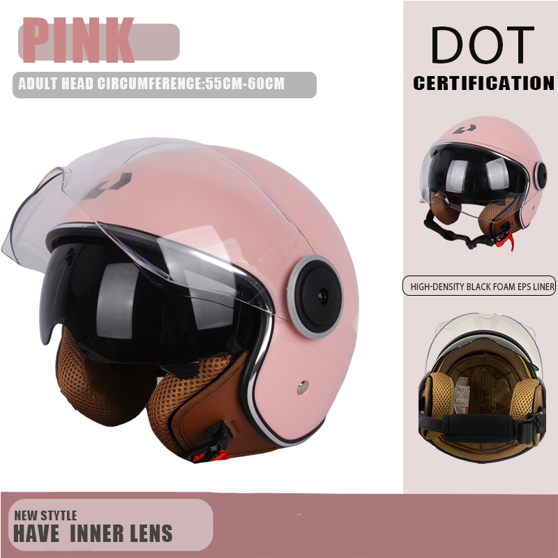 DOT-zertifizierter Vintage-Helm, offener Motorrad-Helm mit offenem Gesicht, Retro-3/4-Helm, Cruise Casco Casque Moto, Herren und Damen: Lavendel