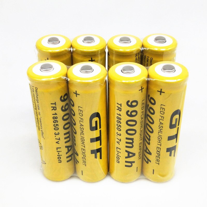 Original 18650 battery GTF 18650 Battery li-ion Battery 3.7V 9900mAh Rechargeable Battery for flashlight battery(Yellow)
