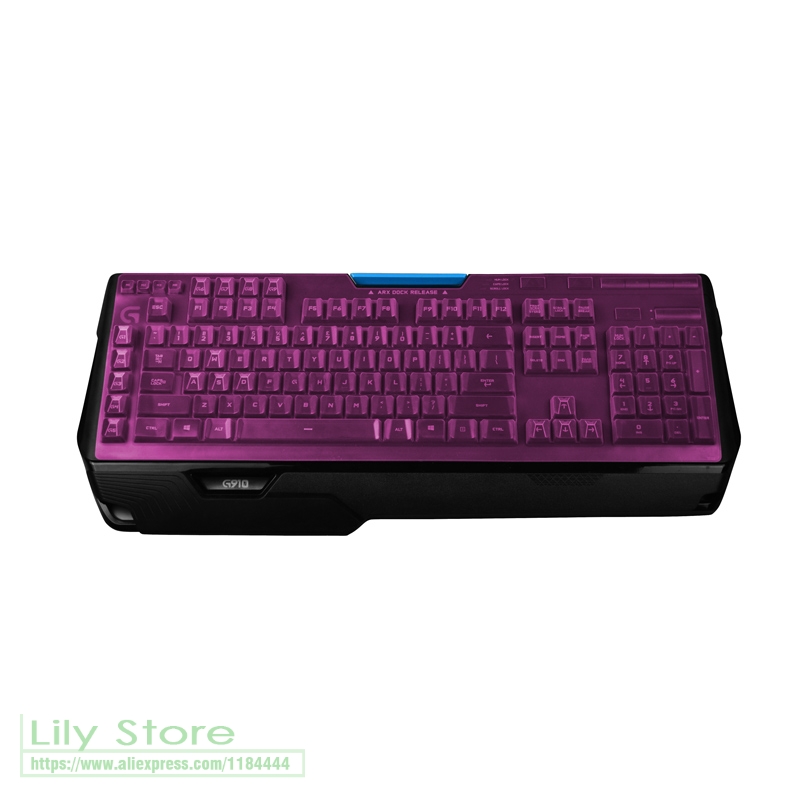 For Logitech G910 Wired Game mechanical keyboard Protector Bright Backlight Button Dust Cover Bump Keboard skin: purple