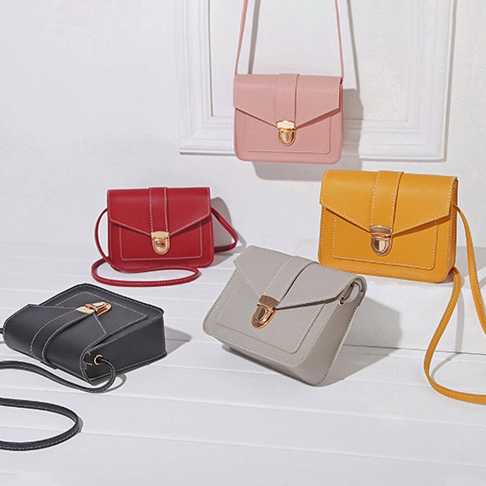 Women PU Leather Pure Color Messenger Bag Chest Female Cross Body Bag Single Shoulder Hasp Mini Handbags #LL
