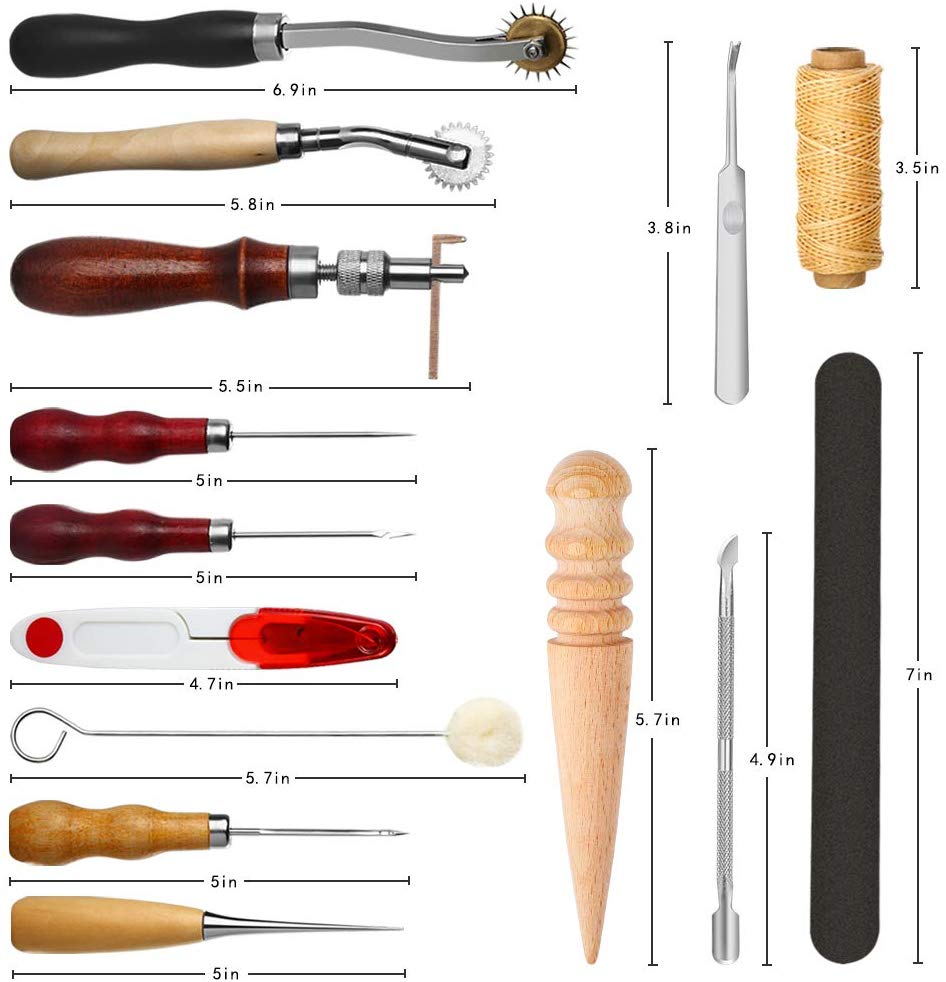 DIY Leather Craft Tools Kit Hand Sewing Stitching Punch Carving Work Set Accessories