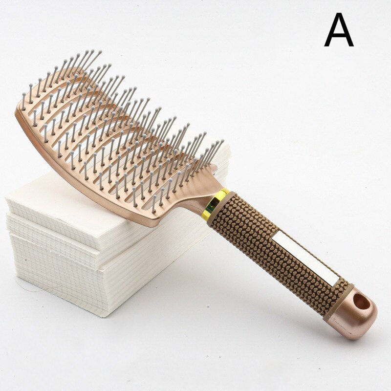 Brosse à cheveux professionnelle en poils et Nylon, peigne de Massage du cuir chevelu, pour cheveux mouillés