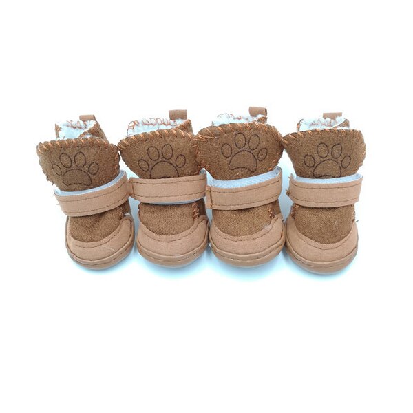 S-XXL Winter Warm Schoenen Voor Honden 4 Stks/set Leuke Hond Laarzen Sneeuw Wandelschoenen Katoen Blend Puppy Sneakers Dierbenodigdheden: Brown / 5
