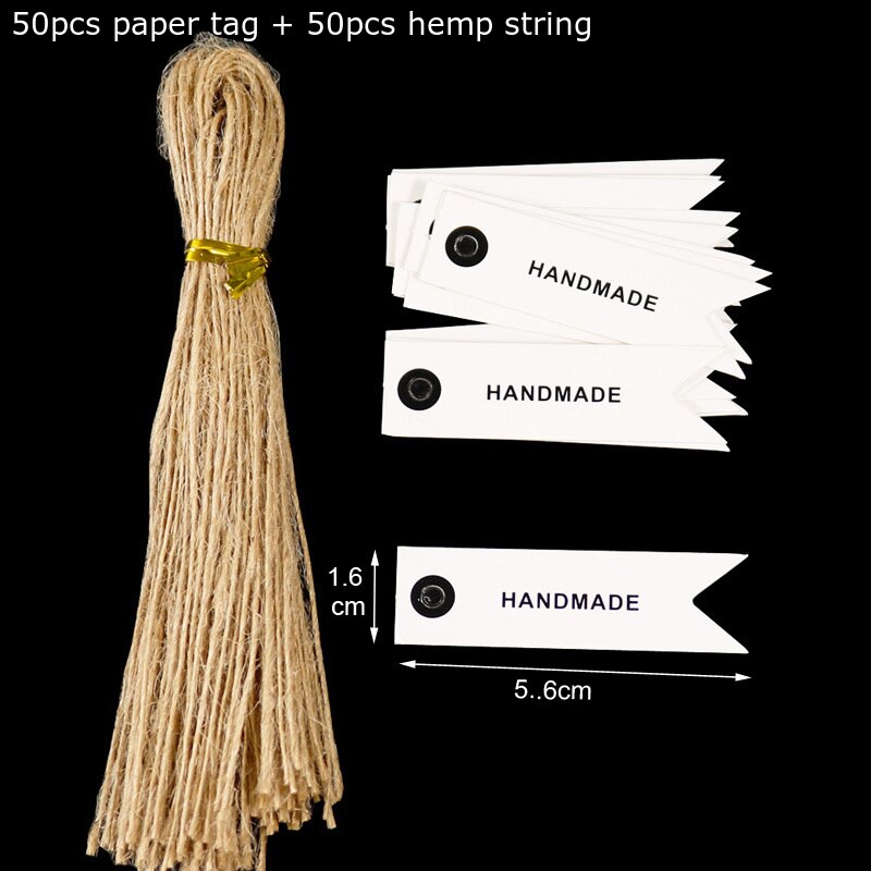 50 piezas de papel blanco marcadores gracias decoración de la boda etiqueta del de caja de embalaje etiquetas papelería suministros de oficina: handmade