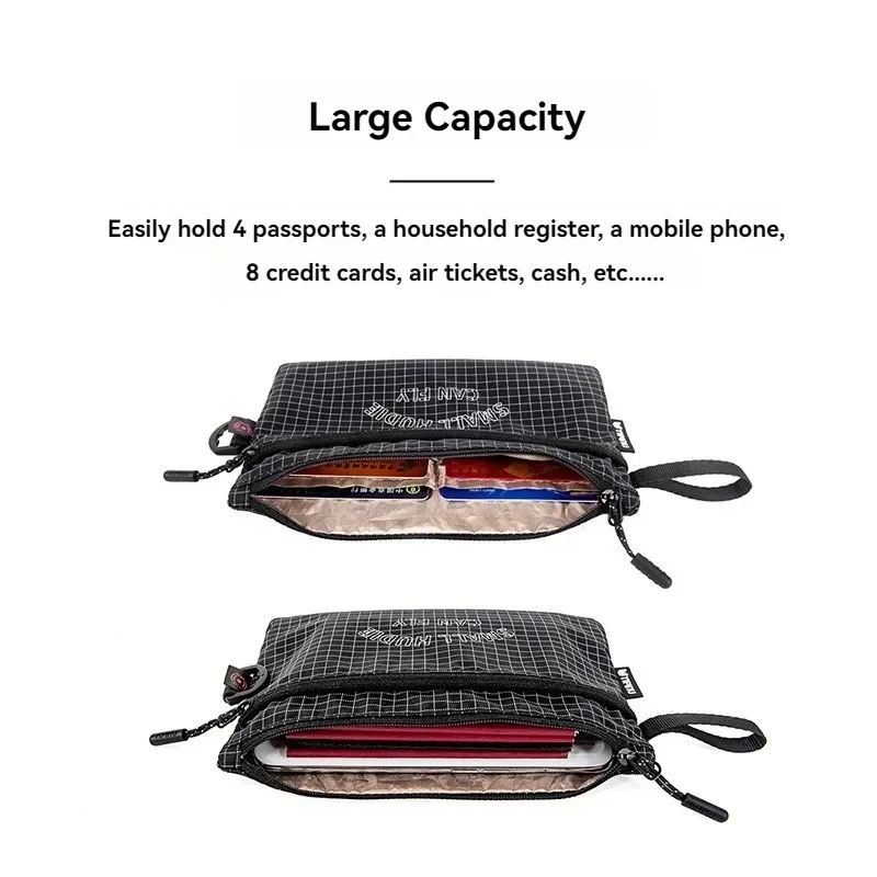 Lätt nylonmaterial rese-id-väska passväska rfid stöldskyddande bankkortsväska