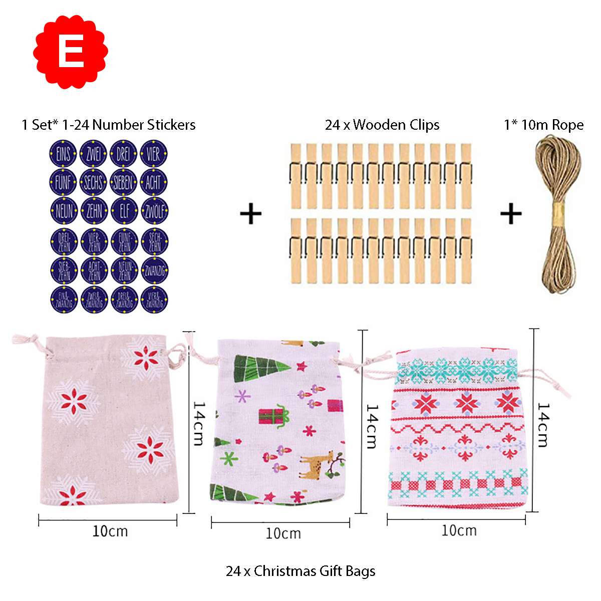 Katoenen canvas kleine kersttassen veel kerstpatroon tassen kinderfeest snoep trekkoordzakje feestbenodigdheden adventskalenders: En