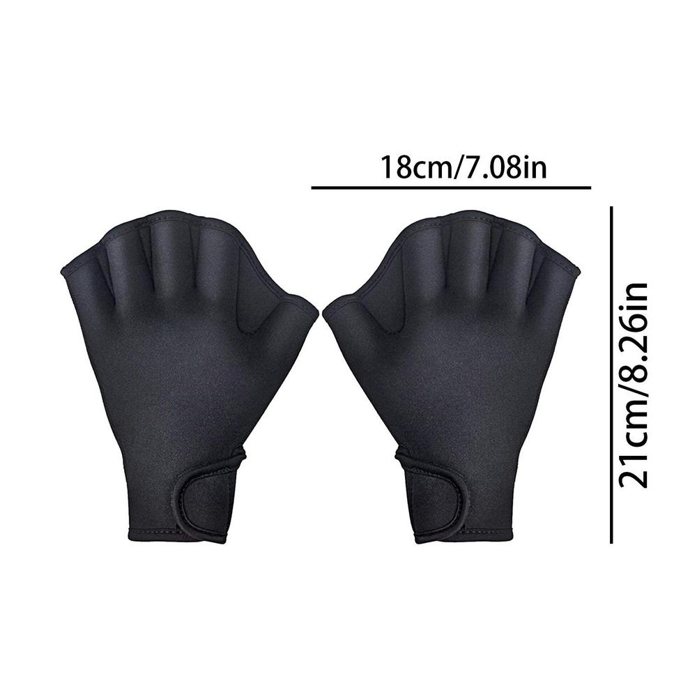 1 Pair Swimming Webbed Neoprene Swimming Gloves Aquatic Fitness Training Aqua Hand Fins Swim Finger Webbed Paddle For Fitness: black / L
