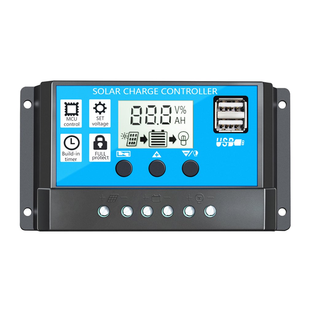 Intelligent Solar Charge Controller PWM Controller Regulator With Dual USB LCD Display Solar Panel Battery Controller