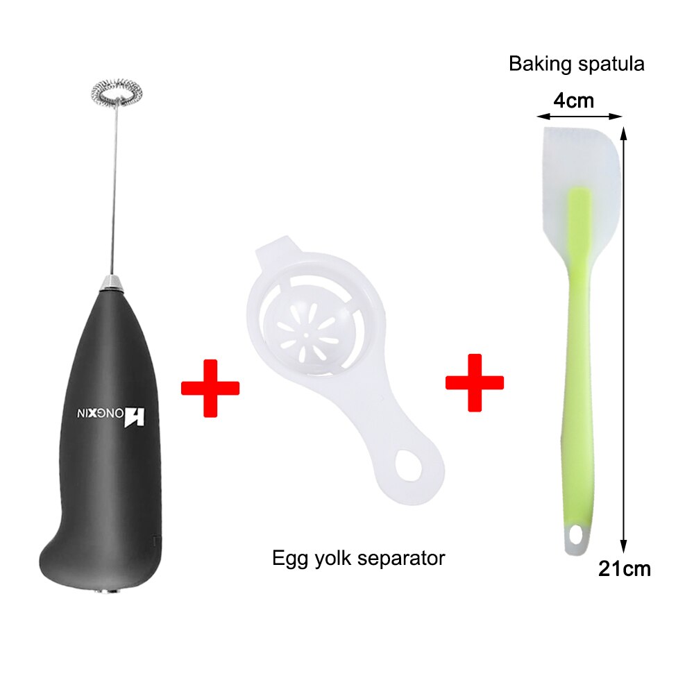 Mini elektrisk mælkeskummer automatisk håndholdt skum kaffemaskine æggepisker mælk cappuccino skummer køkken kaffe piskeris værktøj: Sæt b