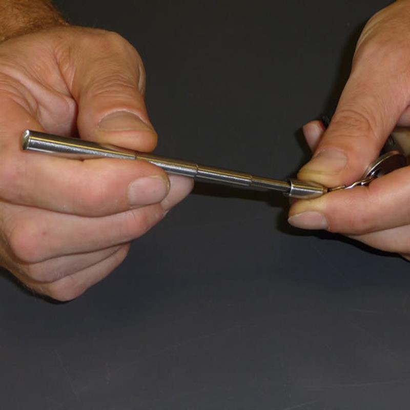 Porte-clés en métal, Mini stylo rétractable, en acier inoxydable
