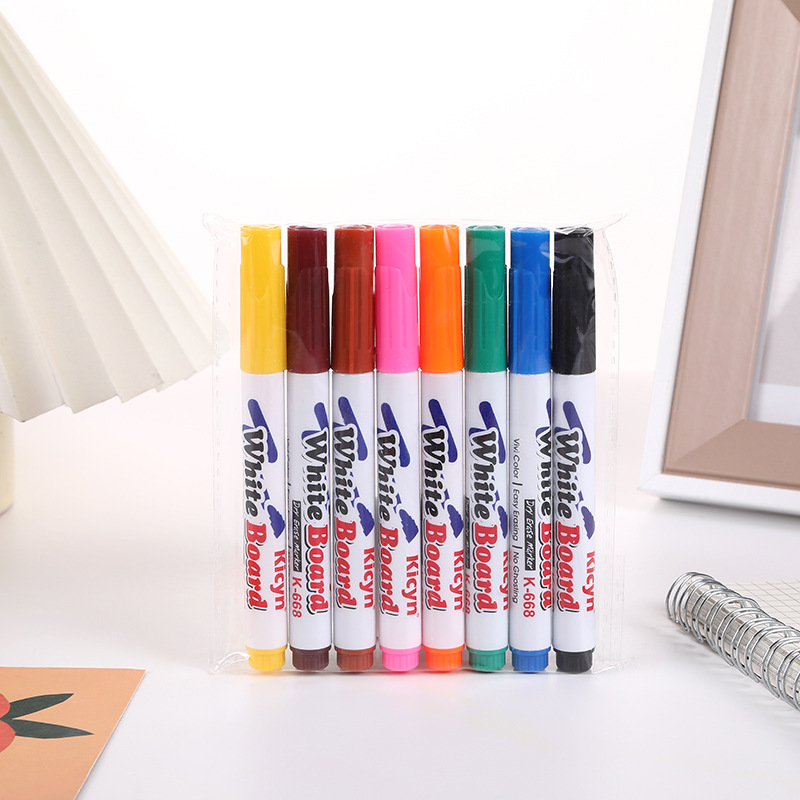 8/12 kleuren magisch water drijvende student schilderborstel whiteboard markers pen schorsing kinderen educatief schilderpen speelgoed: WHITE