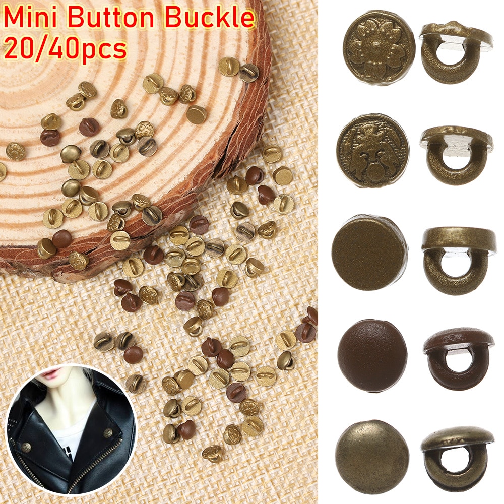 Mini Botón de 4mm para ropa de muñeca, hebilla de Metal impresa, decoración, hebillas para 20/40, accesorios de costura para ropa de muñeca, DIY, 1/6 Uds.