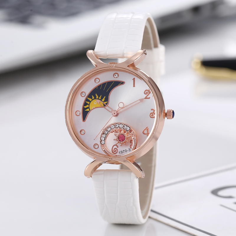 Night Sky Starry Strass Riem Horloge Dames Mode Trend Quartz Horloge: white