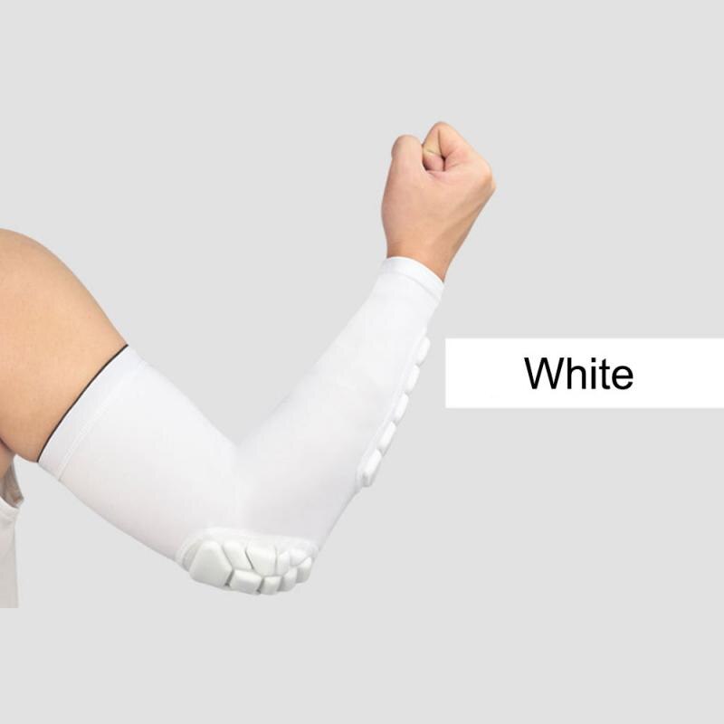 1Pcs Quick Dry UV Protectin Running Elbow Support Arm Warmers Fitness Elbow Pad Cycling Arm Sleeves: White / M