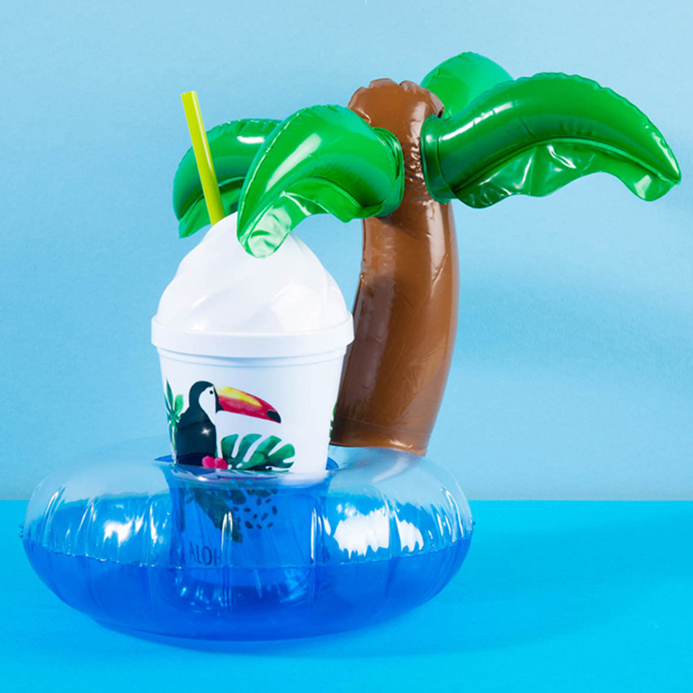 Mini coconut tree inflatable drink coasters, beverage cup holders, floating toys, summer water swimming pool beach party supplies
