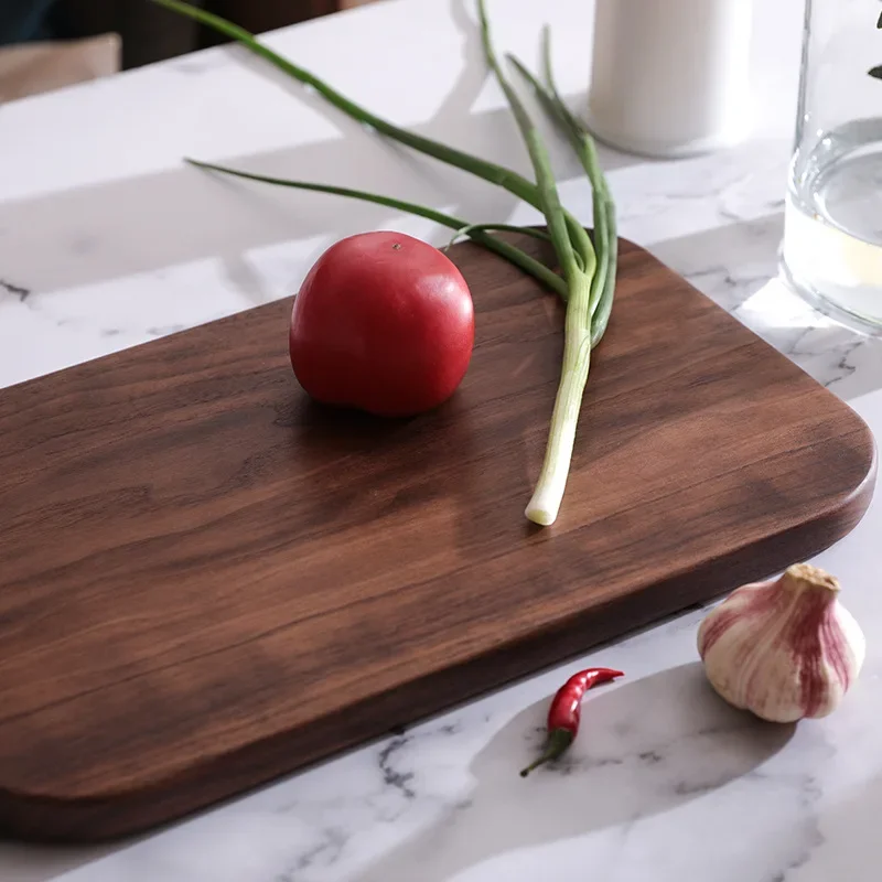 Planche à découper en bois massif, bois massif de cuisine en noyer noir, sans laque, avec planche à découper en bois