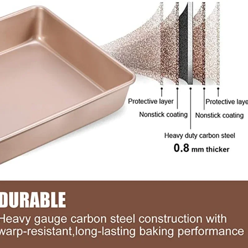 Bandeja para hornear de acero al carbono, horno específico, placa para hornear antiadherente Rectangular, bandeja de fondo plano, bandeja para pasteles al vapor