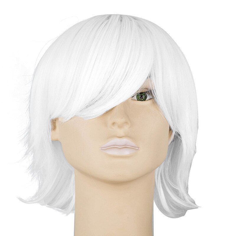 Krótka fioletowa peruka fei-pokazać syntetyczne włókno termoodporne falowane włosy damskie kostiumy damskie kreskówka rola Cos-bawić się kobieta treska: biały