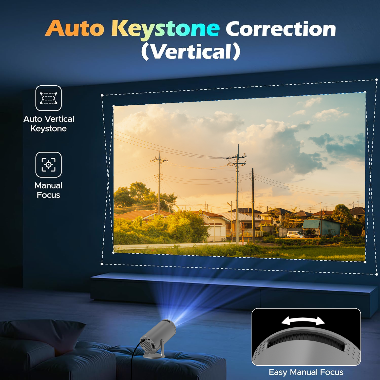 Supports 4K projector, high-definition projector, with WiFi/Android system/BT5.2, suitable for home theater projector