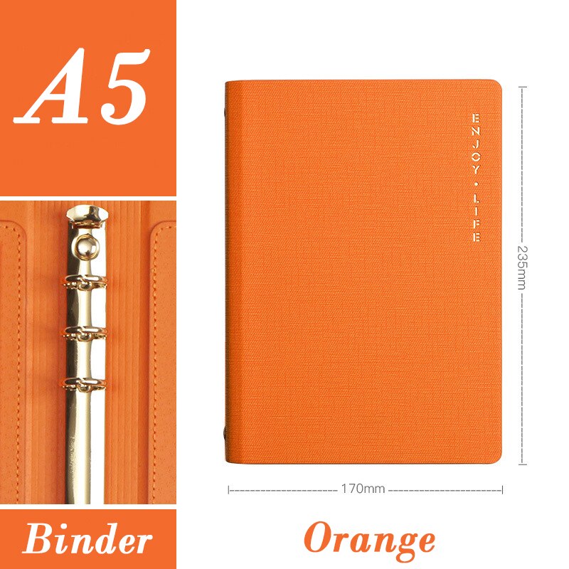 Leather Loose Leaf Binder Spiral office Business affairs High-grade Meeting Notebook 6 Holes Diary planner Agenda Bujo