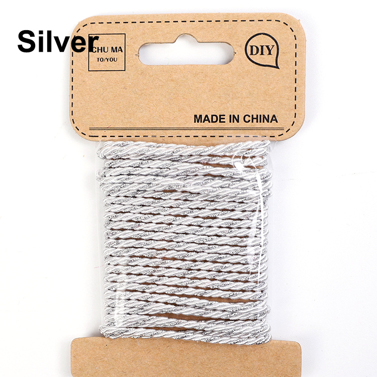 Cordones trenzados artesanales de 1,5 MM, cordón de embalaje de , cuerda de hilo, fabricación de pulseras, cuerda artesanal hecha a mano, decoración de boda, 3 metros: silver