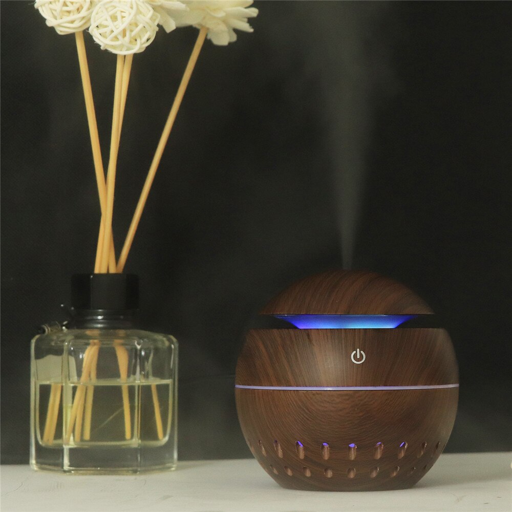 130ml usb parfume hul bambus træ korn bil hjemme elektrisk befugtning ultralyd luft aromaterapi diffuser æterisk olie