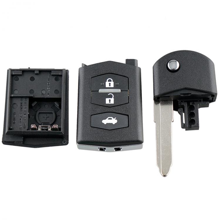 3 Buttons Car Key Fob Case Shell Replacement Flip Folding Remote Cover Car Key Accessories Parts Fit for Mazda 3 5 6