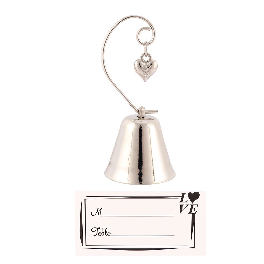 1 pc Charming Chrome Bell Place Card Holder Desk Menu Photo Clip Party Favor Wedding Table Decoration Accessories