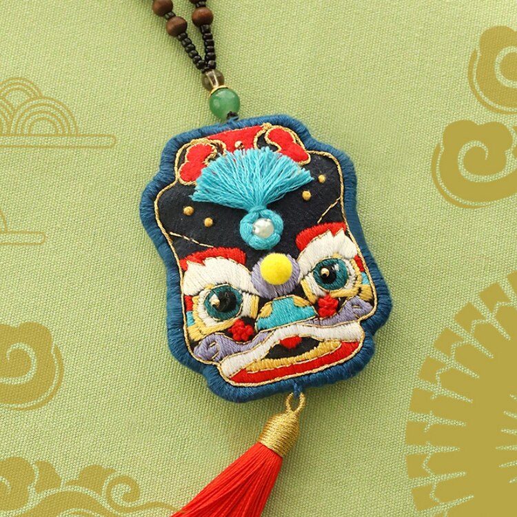 Kit de broderie Style chinois bricolage | Amulette avec cerceau, ensemble de points de croix Tyro faciles à coudre, de couture fait main pour débutant: b with hoop