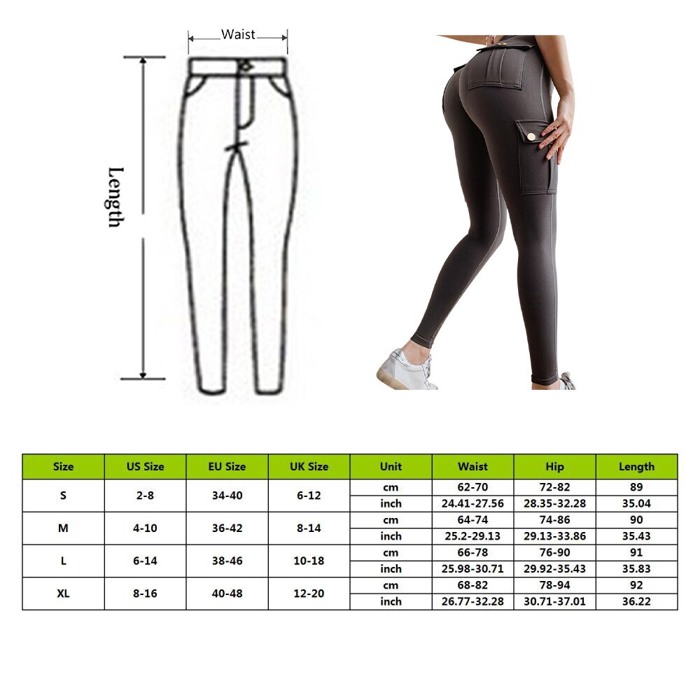 Women's High Waist Leggings - Four Pockets, Stretchy, Push-Up, Zipper Fly, Casual Fitness