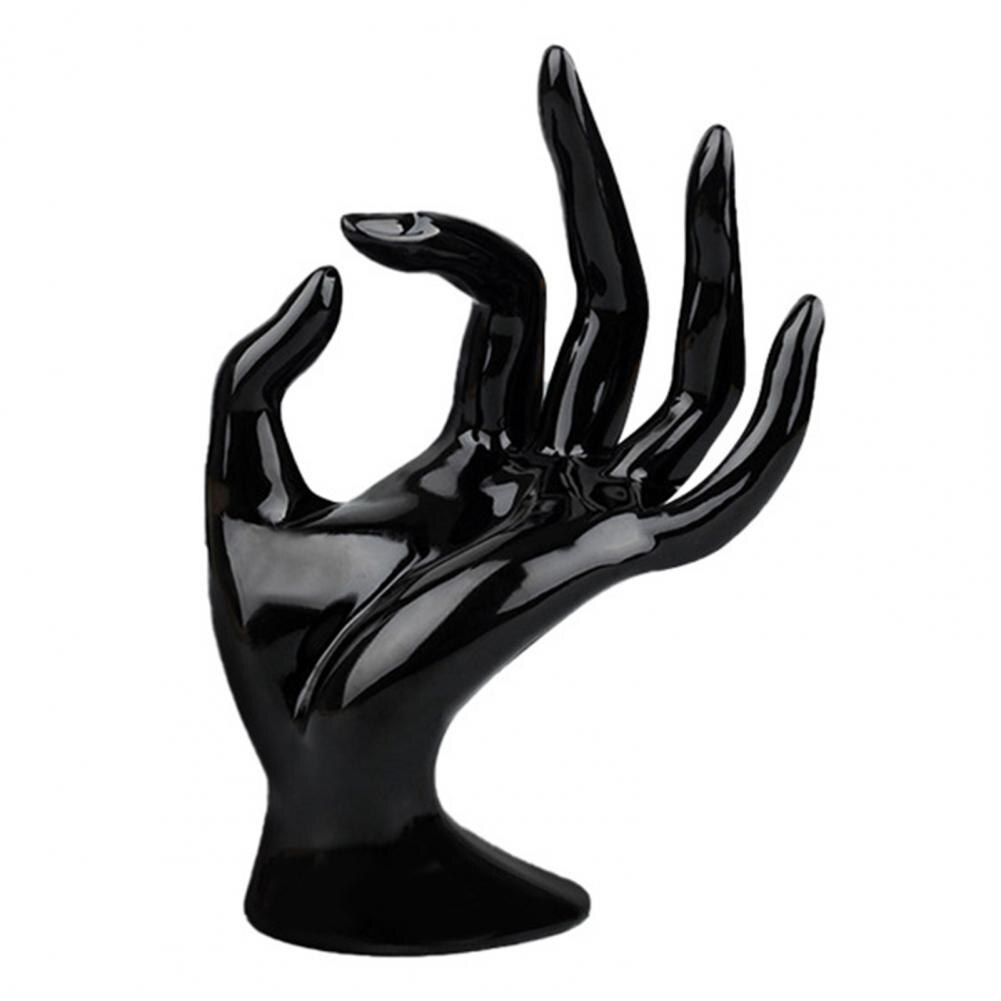 Hand Display Rack Sieraden Ring Organizer Plastic Ok Finger Display Stand Hand Model Voor Armbanden Sieraden Armband Ring Display: Black