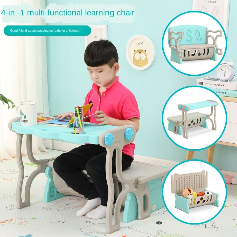 Kindergarten Multifunctional Plastic Study Table Combination Locker Three Inone Children Baby Dining Table Chair Stool Storage