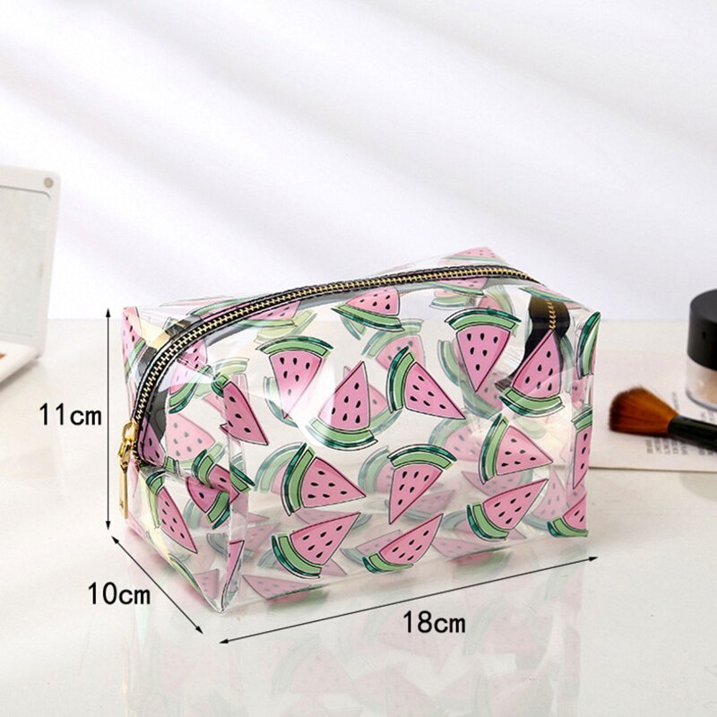 Transparent women's cosmetic bag Travel Accessories Makeup Manicure Zipper bag Waterproof for girl Large Capacity handbags: Watermelon