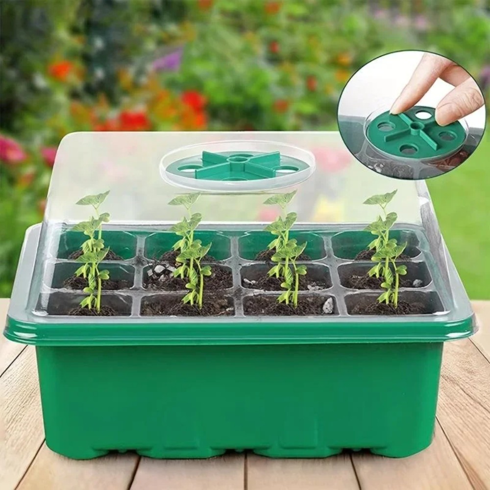 plateau de démarrage de graines à 6/12 grilles, Mini Base de Germination de plantes de serre, boîte de plantation de culture, Kit de démarrage de plantes, Kit de culture de graines