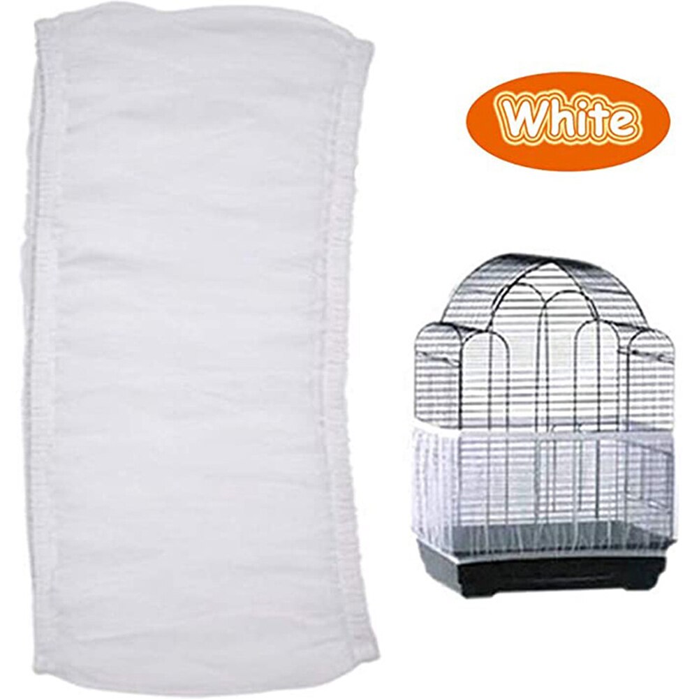 Net Nylon Bird Cage Cover Easy Clean Seed Catcher Airy Skirt Pet Parrot Nest Shell Mesh Guard Protector Dusproof White